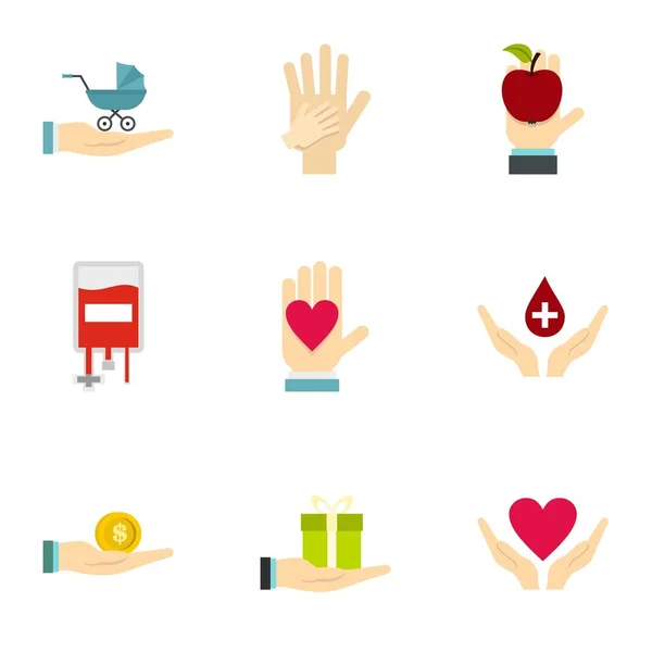 Bağış toplama organizasyonları Icons set sembolü — Stok Vektör