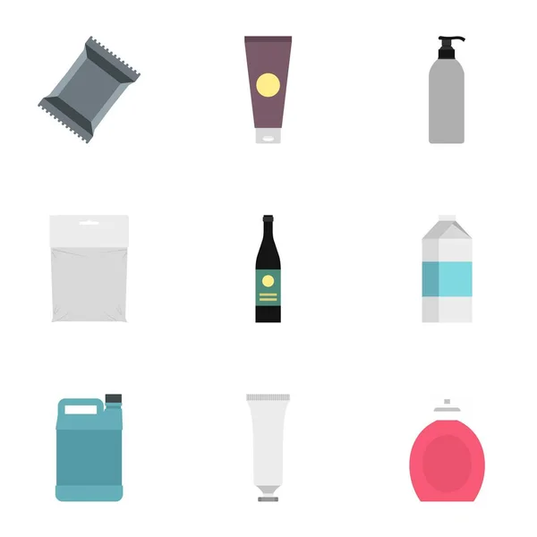 Ensemble d'icônes d'emballage, style plat — Image vectorielle
