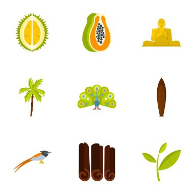 Kültür özellikleri Sri Lanka simgelerin düz stil ayarlama