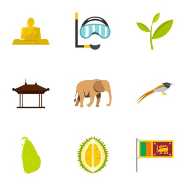 Sri Lanka simgeler ayarla, stil düz