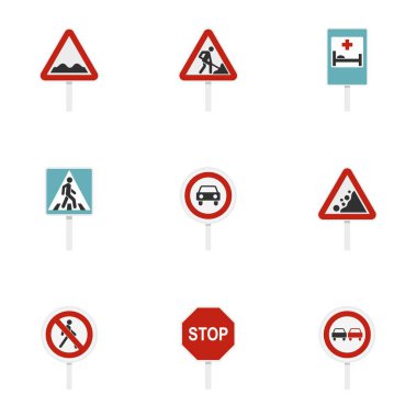 Üçgen ve döngüsel trafik işaretleri Icons set