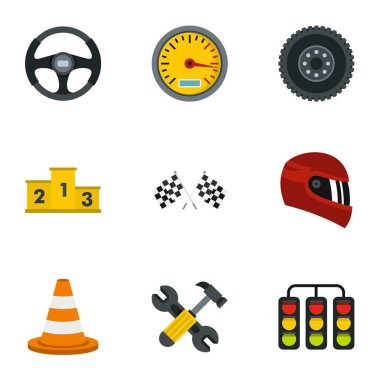 Hız otomatik Şampiyonası işaretleri simgeler kümesi düz stil