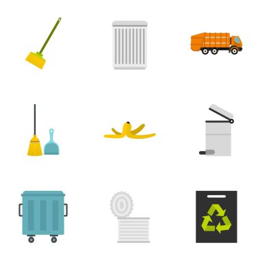 Ekoloji ve atık simgeler ayarla, stil düz