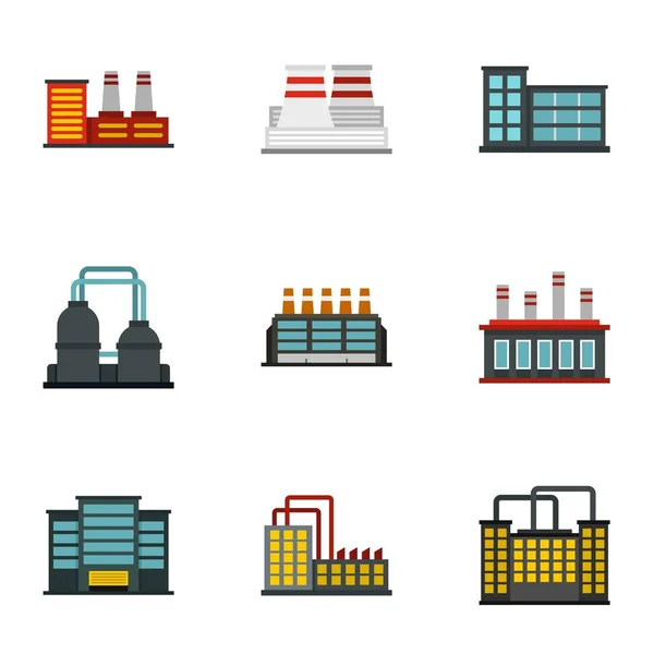 Set d'icônes d'usine, style plat — Image vectorielle