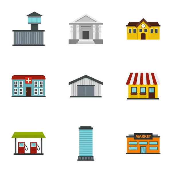 Conjunto de ícones de infra-estrutura, estilo plano —  Vetores de Stock