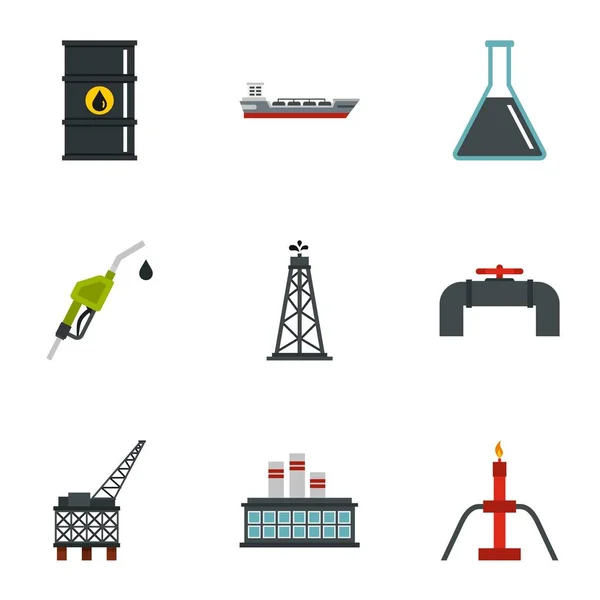 Conjunto de ícones de extração da indústria do petróleo —  Vetores de Stock