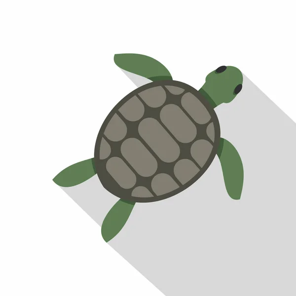 Icono de tortuga marina verde, estilo plano — Vector de stock