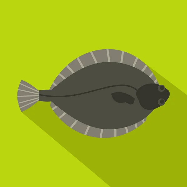 Flounder fish icon, flat style — Stock Vector