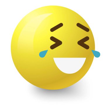 Gözyaşları gülen simgesine gülüyor, karikatür tarzı