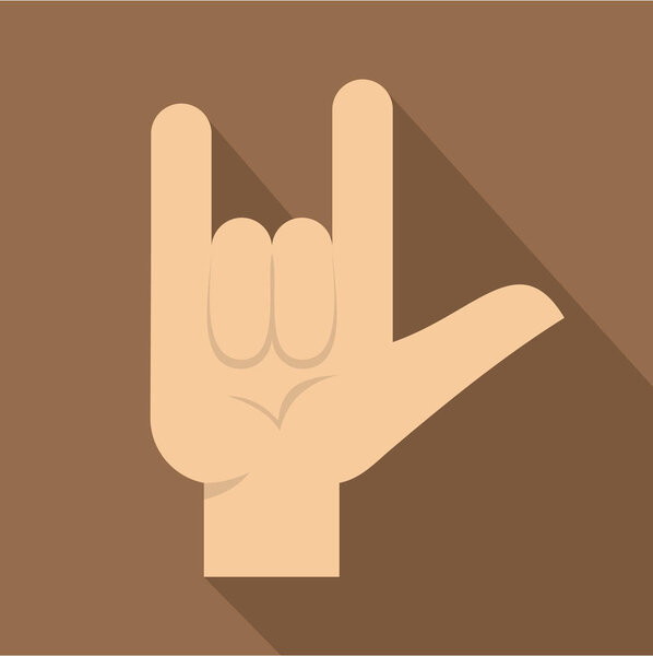 Rock gesture icon, flat style