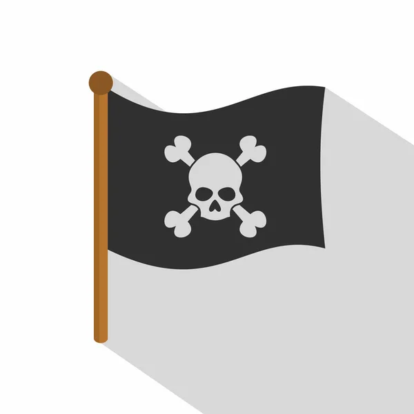 Ícone de bandeira pirata, estilo plano — Vetor de Stock