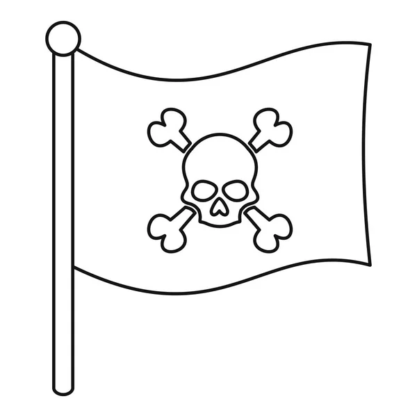 Icono de bandera pirata, estilo de esquema — Vector de stock