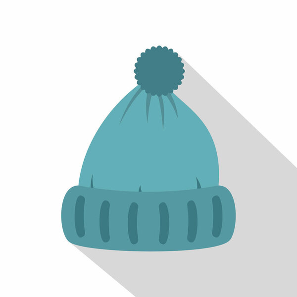 Woolen hat icon, flat style