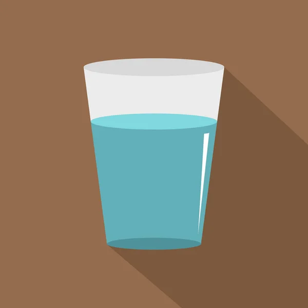 Glas water pictogram, vlakke stijl — Stockvector