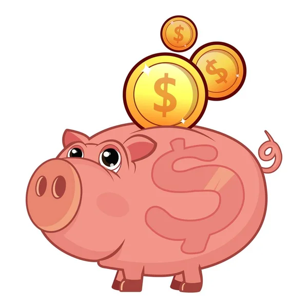 Piggy bank icoon, platte stijl — Stockvector