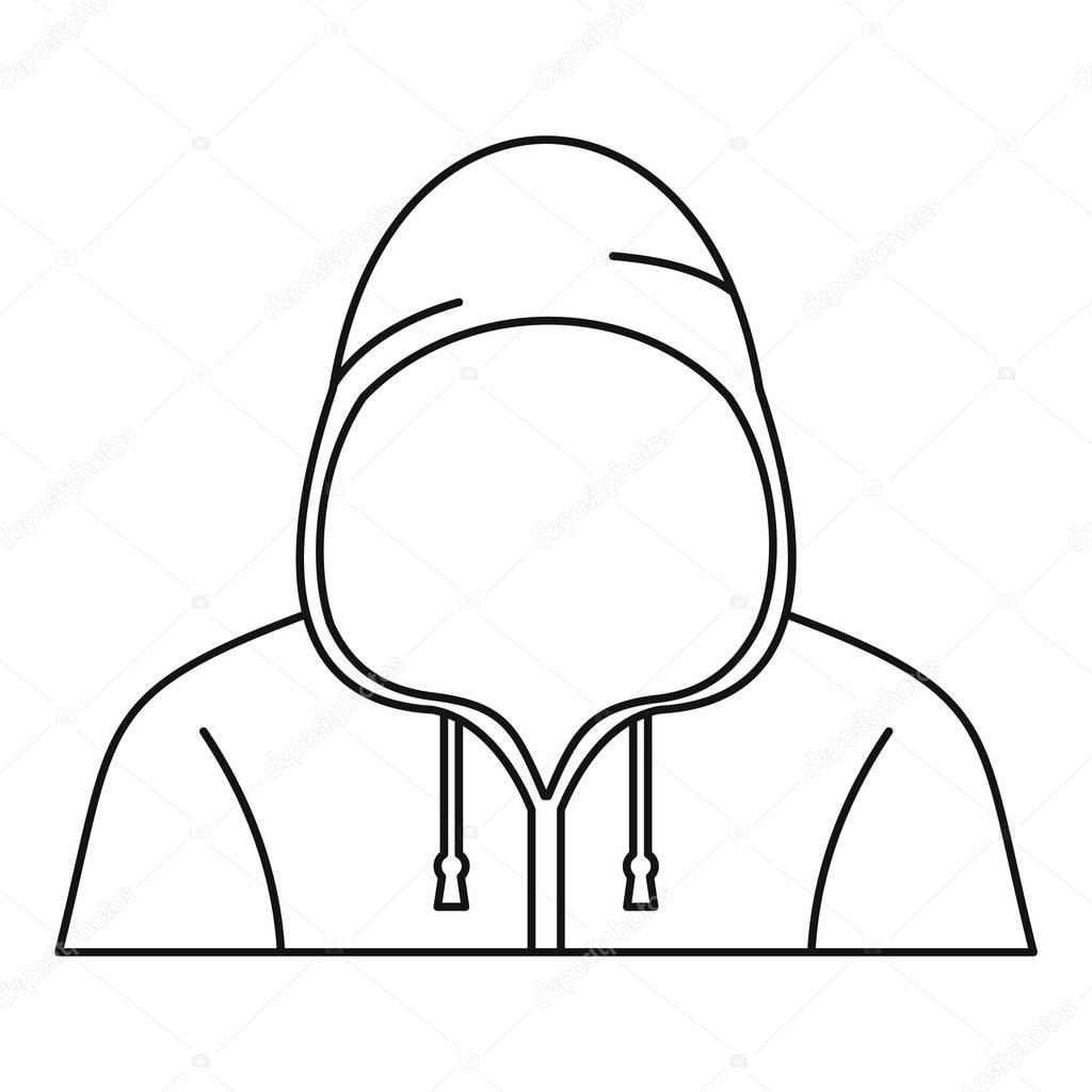 Hooded man icon. Outline illustration of hooded man vector icon for web