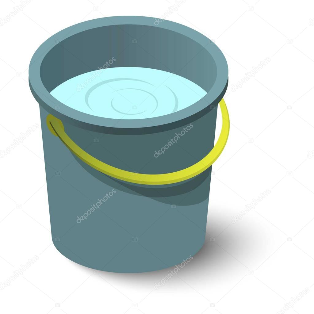 Water bucket icon, isometric style