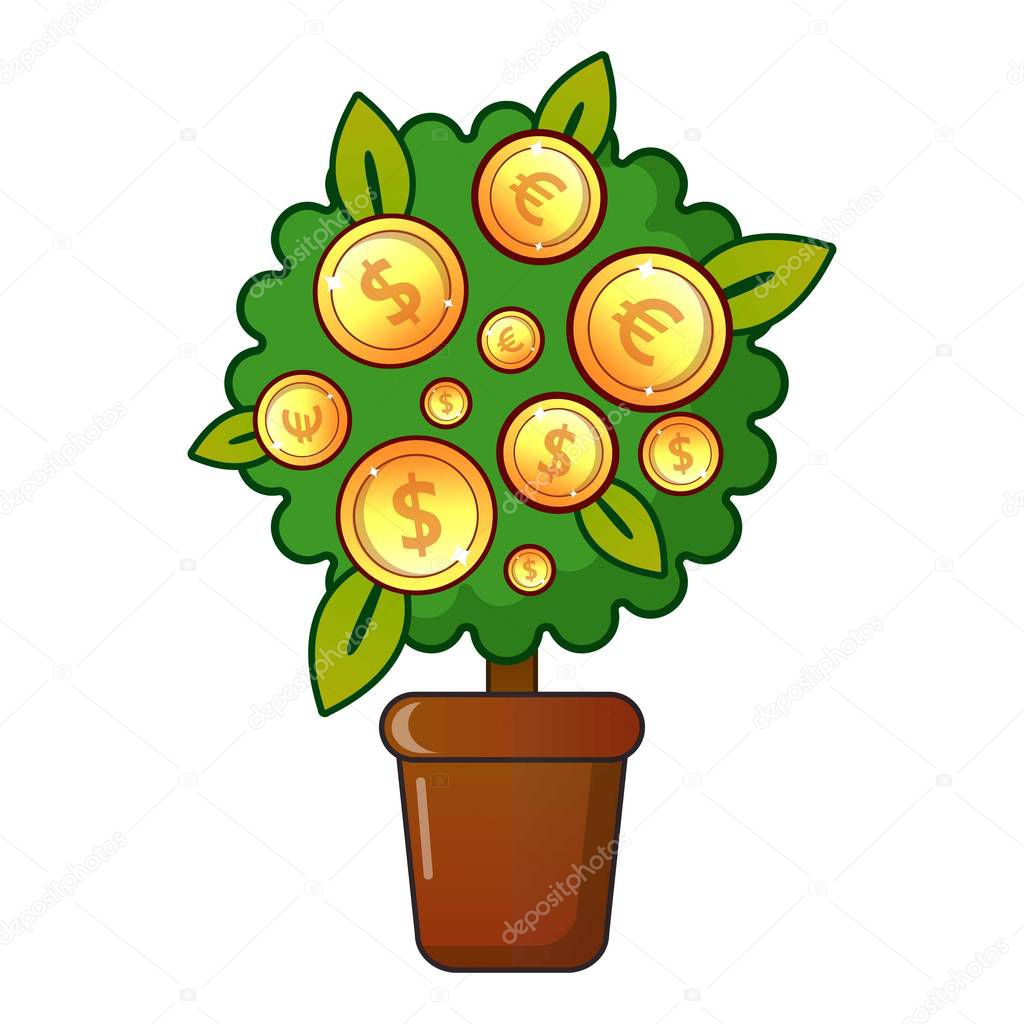 Money tree icon. Flat illustration of money tree vector icon for web