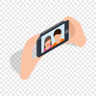 İzometrik simgesi kendilerini selfy çekici çift