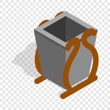 Gri çöp kutusu izometrik simgesi