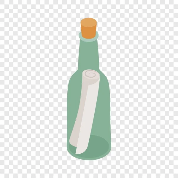 Botella con icono isométrico de nota — Vector de stock