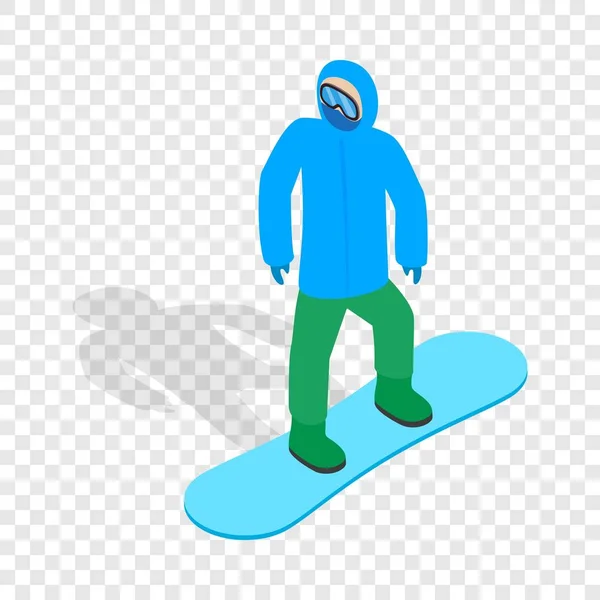 Snowboarder com deck de snowboard ícone isométrico — Vetor de Stock