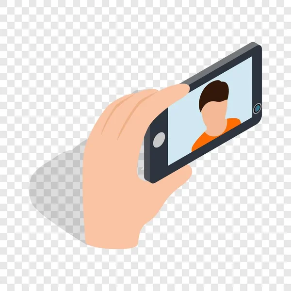 Young man taking selfie photo isometric icon — Stock Vector