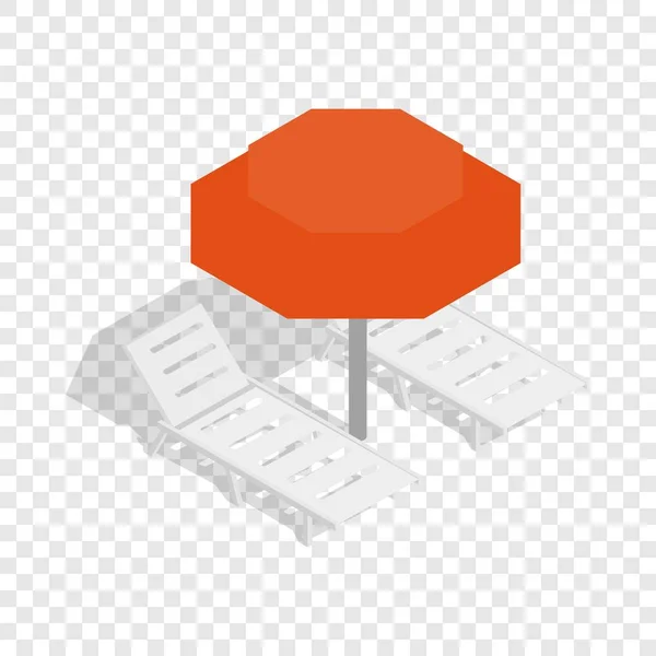 Ομπρέλα και δύο beach καρέκλες ισομετρική εικονίδιο — Διανυσματικό Αρχείο