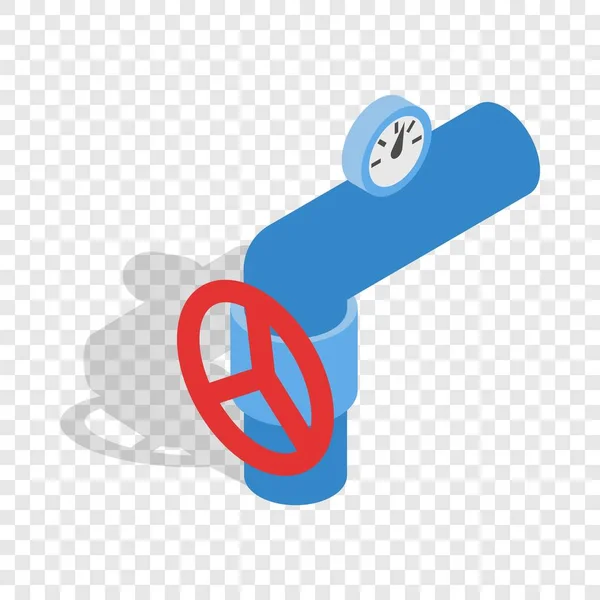 Tubo com válvula vermelha e ícone isométrico do medidor —  Vetores de Stock