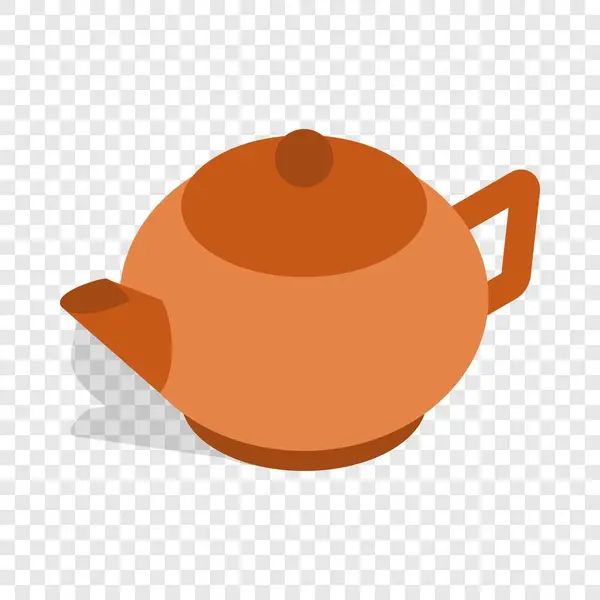 Kahverengi çaydanlık izometrik simgesi — Stok Vektör