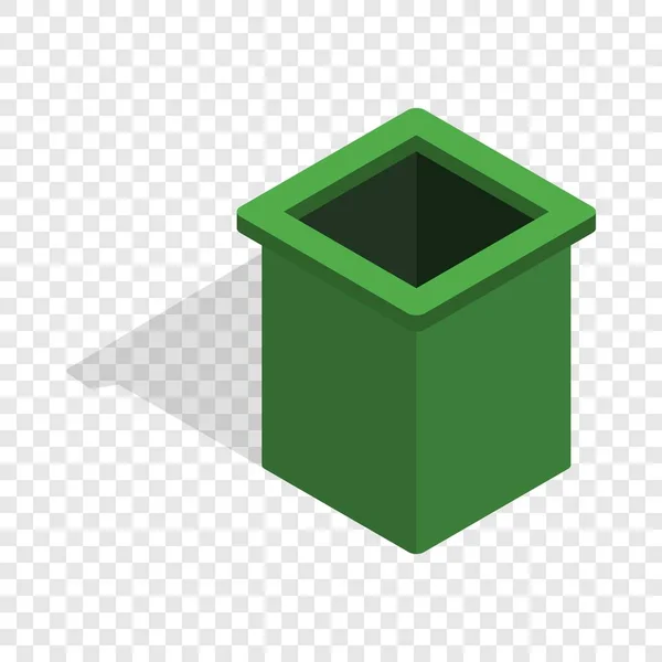 Papelera verde ícono isométrico — Vector de stock