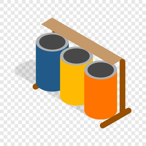 Three colorful selective trash cans isometric icon — Stock Vector