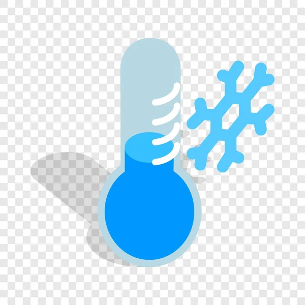 Termómetro congelado e ícone isométrico de floco de neve — Vetor de Stock