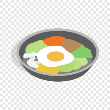 Kore çanak bibimbap izometrik simgesi