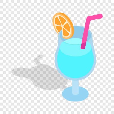 Turuncu izometrik simge dilim ile mavi kokteyl