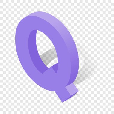 Q gölge ile izometrik 3d tarzında harfi