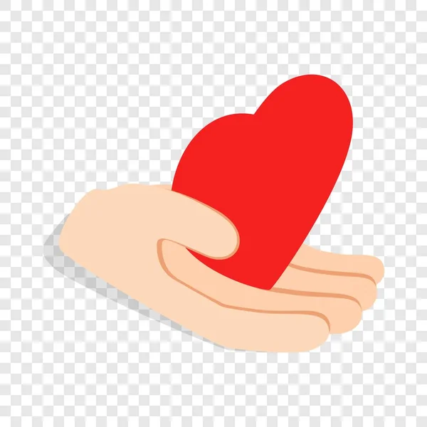 Mão segurando ícone isométrico coração — Vetor de Stock