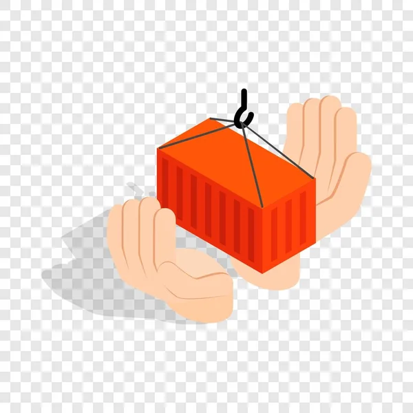 Ruce držící kontejner izometrické ikony — Stockový vektor