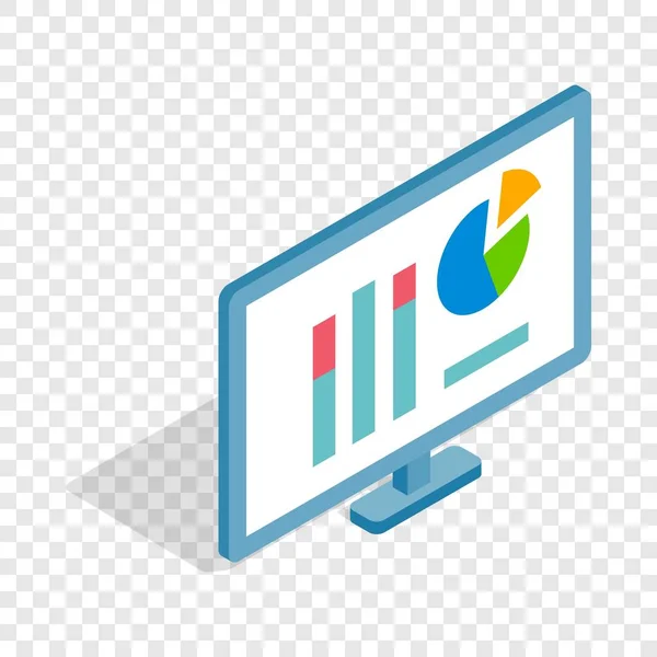 Monitor com gráficos ícone isométrico —  Vetores de Stock
