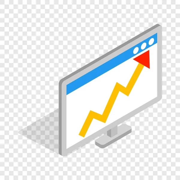 Grafico sull'icona isometrica del monitor del computer — Vettoriale Stock