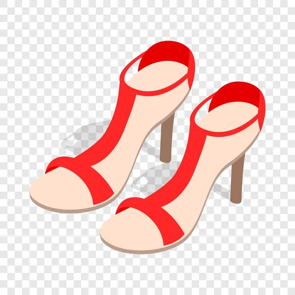 Pair of high heel red female shoes isometric icon — Stock Vector
