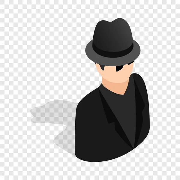 Homme en lunettes de soleil noires et chapeau noir isométrique — Image vectorielle