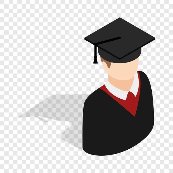 Graduate man in cap and gown isometric icon — Stock Vector