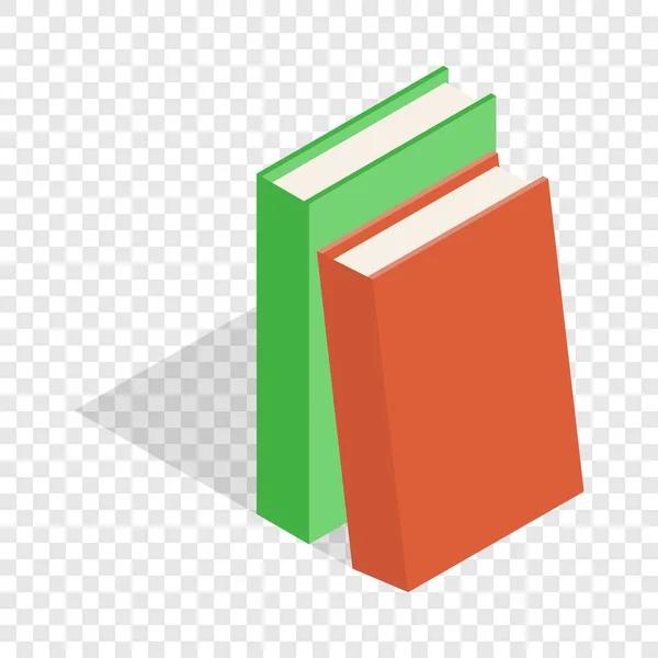 İki kitap kırmızı ve yeşil izometrik simgesi — Stok Vektör