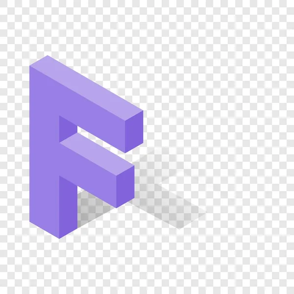 F letter in isometric 3d style with shadow — Stock Vector