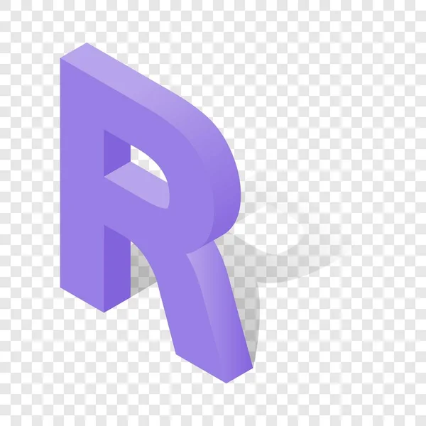 R letra en estilo isométrico 3d con sombra — Vector de stock