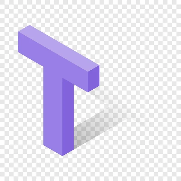 Písmeno T v izometrické 3d stylu se stínem — Stockový vektor