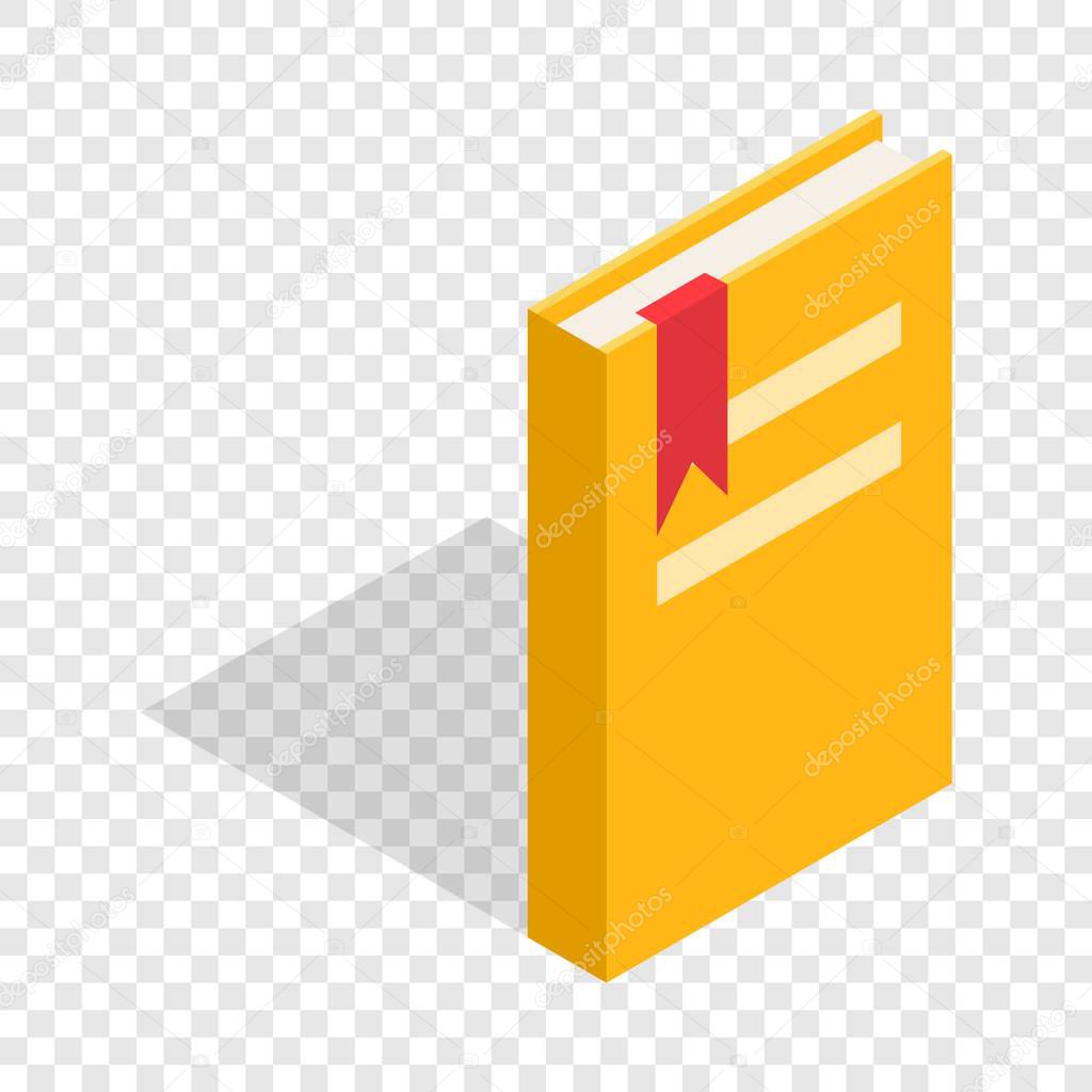 Closed yellow book with a bookmark isometric icon