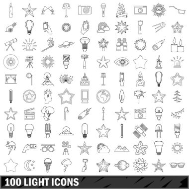 100 ışık Icons set, anahat stili