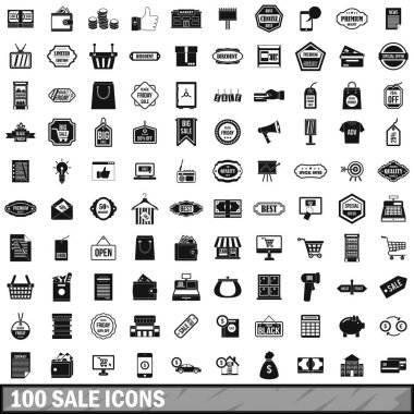 100 satış Icons set, basit tarzı